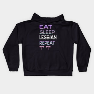 Eat sleep lesbian repeat Kids Hoodie
